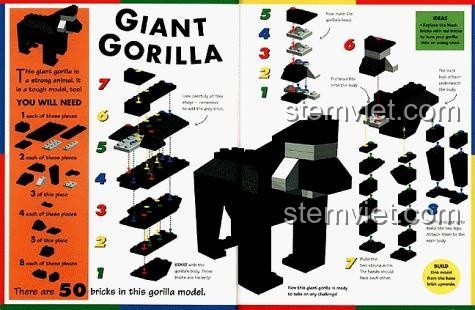 Hướng dẫn tạo hình động vật từ gạch LEGO®: mô hình khỉ đột khổng lồ được tạo nên từ 50 chi tiết.
