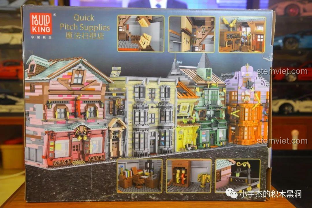 Mặt sau hộp đồ chơi xây dựng 16039, cho thấy khả năng kết hợp với các bộ khác trong series Hẻm Xéo.