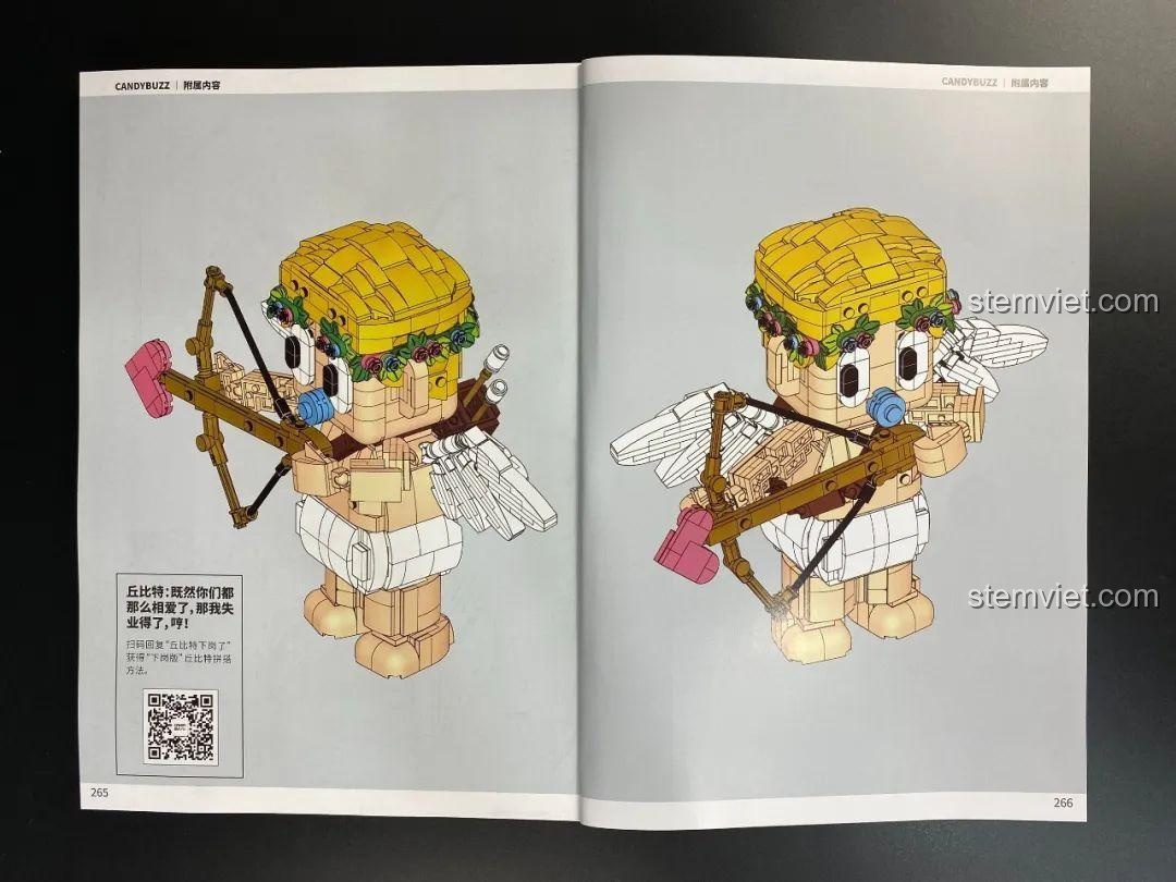 Hình ảnh mô hình Tượng Thần Tình Yêu Cupid DOKI hoàn chỉnh trong sách hướng dẫn, cho thấy chi tiết và tư thế.