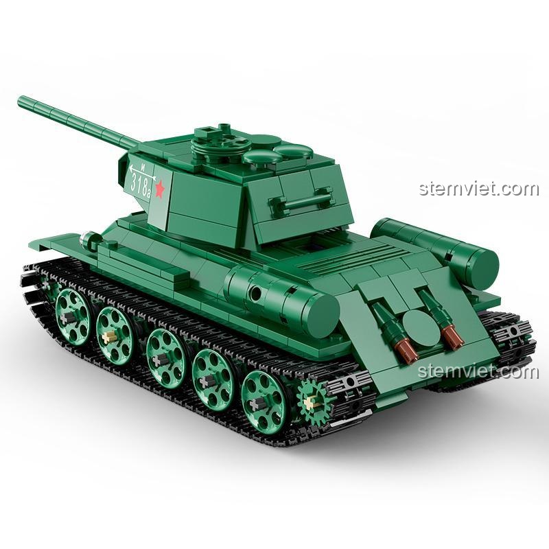 Xe tăng chiến đấu T-34 Double Eagle C61072, mô hình lắp ráp 722 mảnh ghép, thiết kế chân thực, cho bé trai