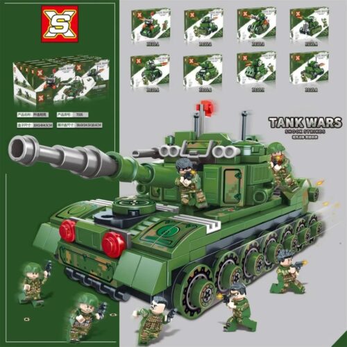 Bộ đồ chơi lắp ráp xe tăng đại chiến Double Elephant SX 7035 màu xanh lá, có 6 minifigures lính, phù hợp bé trai 6 tuổi, giá tốt.