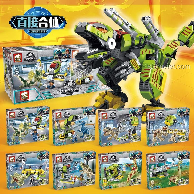 Mô hình lắp ghép Robot Khủng Long hợp thể từ bộ Elephant JX90069, đồ chơi sáng tạo cho bé trai 6 tuổi.