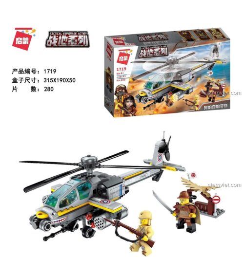Hộp đồ chơi lắp ráp Trực Thăng Apache Enlighten 1719, 280 mảnh ghép, cho bé trai 6 tuổi, giá tiết kiệm.