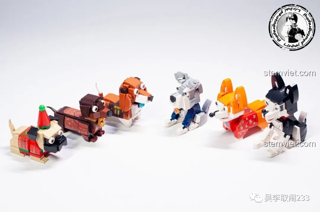 Mô hình lắp ráp Mèo Xiêm Forange Block FC8283-8 nhìn từ phía sau, thể hiện chi tiết nơ hồng to bản và dáng ngồi.