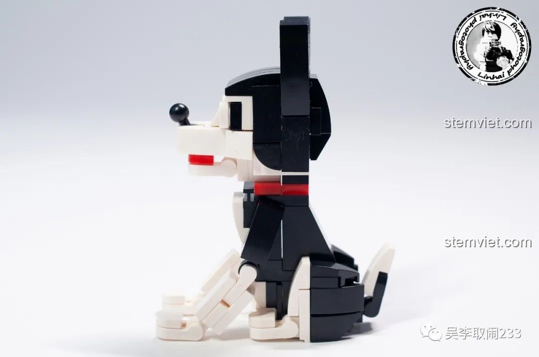 Mô hình lắp ráp Schnauzer Forange Block FC8283-6 nhìn thẳng mặt, với đôi mắt to tròn và biểu cảm ngây thơ.