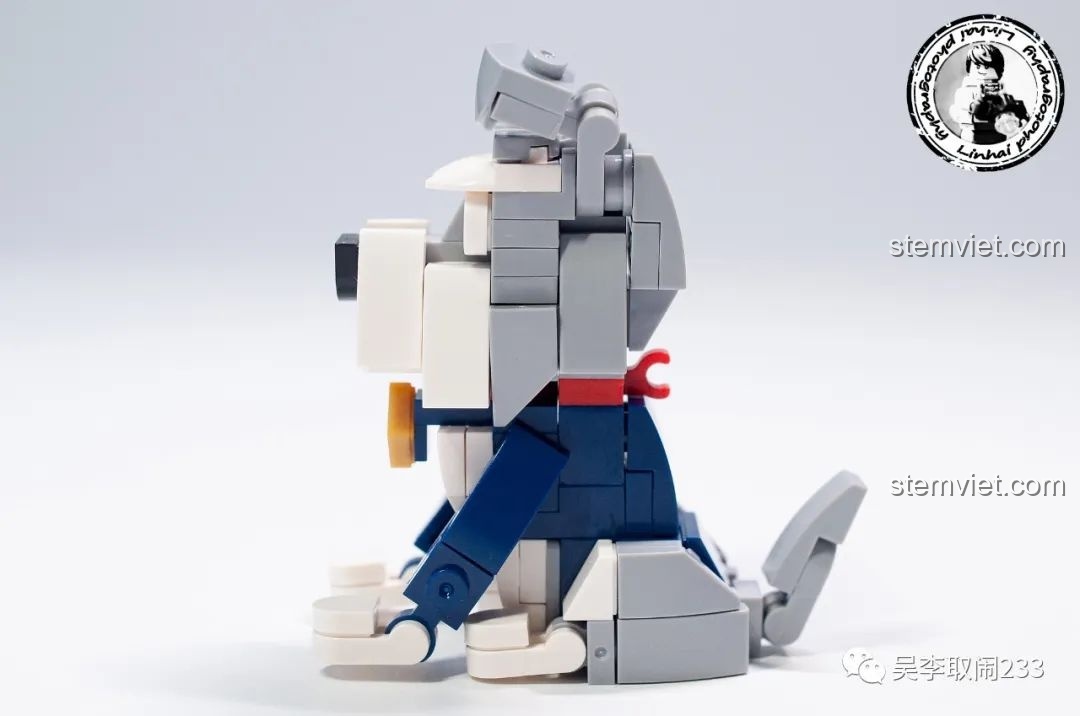 Mô hình lắp ráp Mèo Sphynx Forange Block FC8283-7 nhìn thẳng mặt, với đôi mắt xanh biếc và biểu cảm đặc trưng.