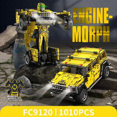 Hình ảnh bộ lắp ráp Forange Block FC9120 Xe Địa Hình Hummer H2 biến hình thành robot chiến đấu, phù hợp cho bé trai 6 tuổi.