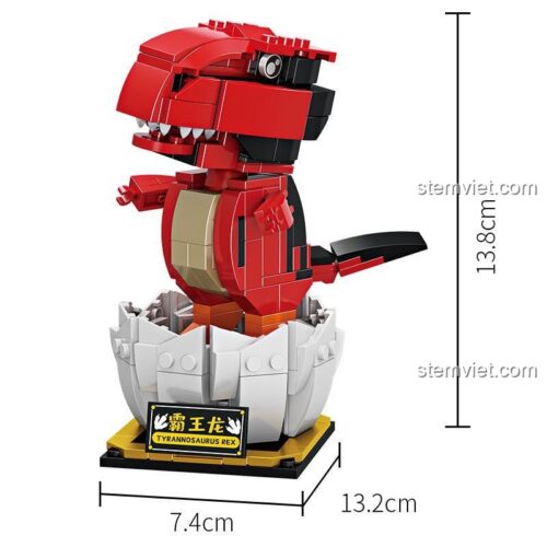 Kích thước Mô hình khủng long FC 8121, bộ lắp ghép Khủng long bạo chúa, đồ chơi mô hình Khủng long hai mào cho bé trai 6 tuổi, chất lượng cao