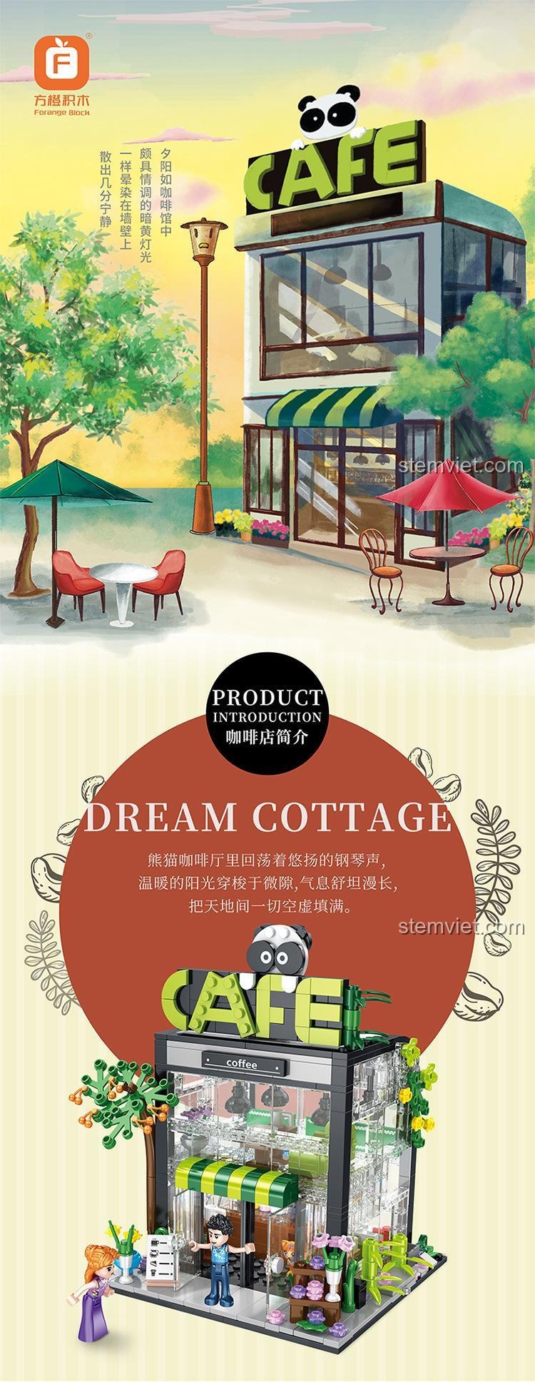 Đồ chơi lắp ráp Quán Cà Phê Mơ Ước Forange FC8502 với thiết kế ngoại cảnh sống động, chi tiết cao, mang lại trải nghiệm sáng tạo cho bé gái 6 tuổi.