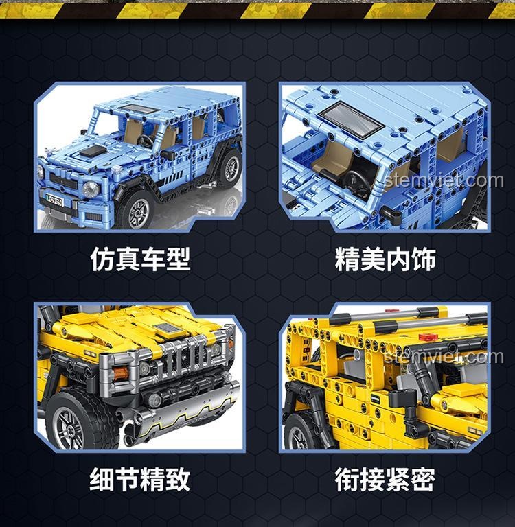 Chi tiết tinh xảo của bộ lắp ráp Forange FC9119: mô hình xe mô phỏng, nội thất đẹp, chi tiết tinh xảo và các khớp nối chặt chẽ.