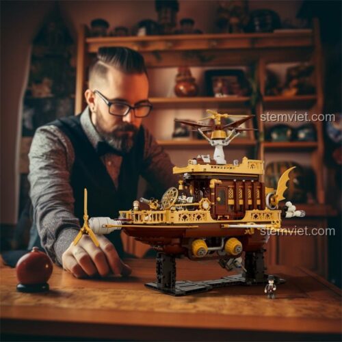 Đồ chơi mô hình FunWhole F9014 Tàu bay Steampunk Light Catcher, món quà sáng tạo cho thanh niên yêu thích khoa học viễn tưởng.