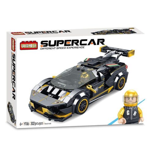 Bộ lắp ghép Siêu xe Lamborghini Gang Jiang Y106, mô hình siêu xe thể thao đen vàng, đồ chơi lắp ráp cho bé trai 6 tuổi, giá tốt.