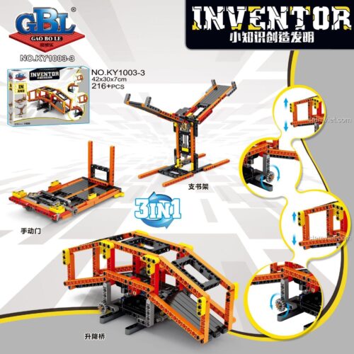 Chi tiết các mô hình Cầu Nâng, Cửa Cơ, Giá Sách từ bộ GBL KY1003-3, đồ chơi xếp hình GBL cho bé trai, phát triển tư duy logic.