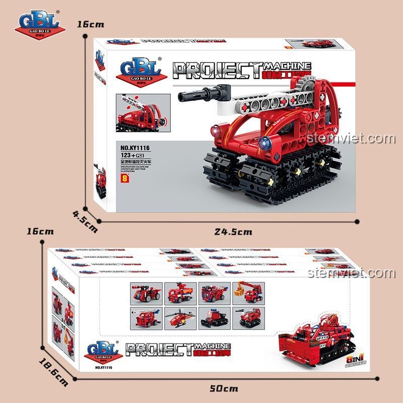 Bộ lắp ghép Xe Cứu Hỏa Technic GBL 1116, phát triển kỹ năng cho bé trai.