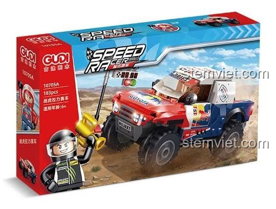 Bộ đồ chơi 10705A Xe đua rally Chiến Hổ GUDI, hộp sản phẩm chi tiết cao, cho bé trai 6 tuổi.