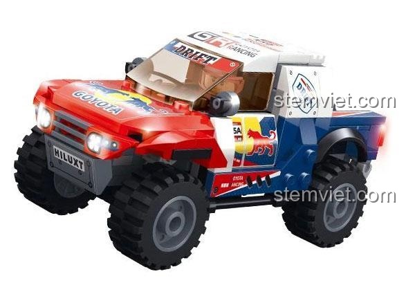 Đồ chơi mô hình GUDI 10705A Chiến Hổ, xe đua rally địa hình màu đỏ xanh, phù hợp bé trai 6 tuổi.