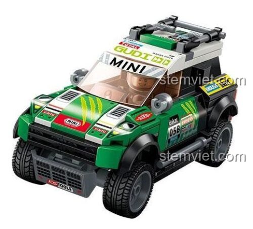 Mô hình đồ chơi GUDI 10705B Xe Đua Rally Green Shadow chi tiết cao, bộ lắp ráp cho bé trai 6 tuổi