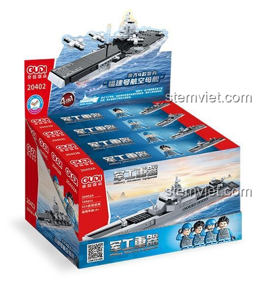 Hộp bộ lắp ghép Tàu Sân Bay Phúc Kiến GUDI 20402, đồ chơi mô hình hạm đội hải quân chất lượng cao.
