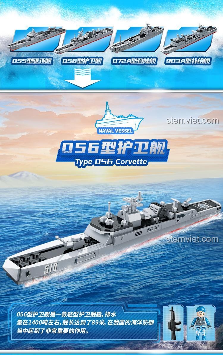Chi tiết đảo tàu của bộ xếp hình Tàu Sân Bay Phúc Kiến GUDI 20402, đồ chơi lắp ráp tàu chiến tinh xảo.