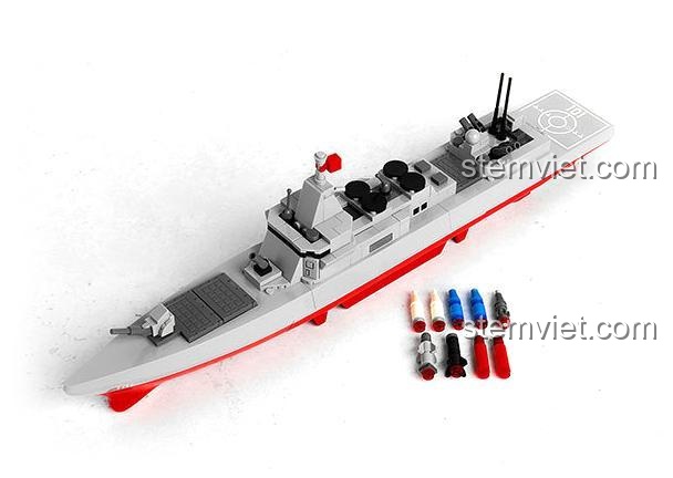 Đồ chơi mô hình 20406 Tàu khu trục Type 055, có phụ kiện tên lửa và pháo, đồ chơi lắp ghép cho bé trai 6 tuổi, giá rẻ