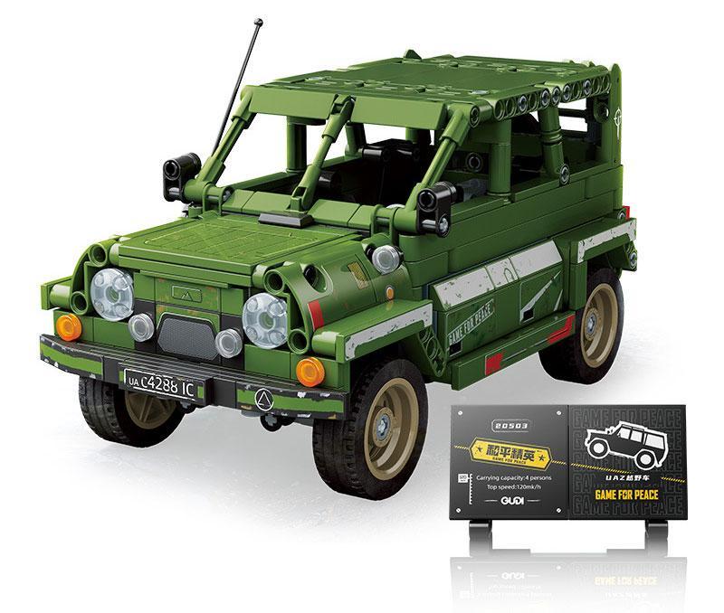 Bộ đồ chơi lắp ráp GUDI 20503 Xe UAZ Game for Peace 537 mảnh màu xanh lá, mô hình xe quân sự UAZ kéo lùi dành cho bé trai 6 tuổi giá tốt.