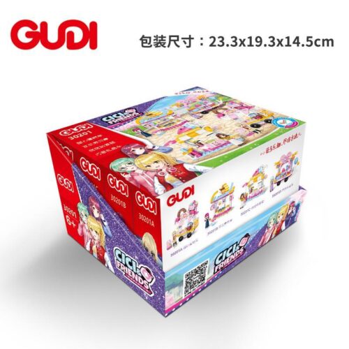 Hộp lớn bộ lắp ráp Xe Bán Bánh Kem Ngọt Ngào GUDI 30201A. Đồ chơi cho bé gái 6 tuổi, giá rẻ.
