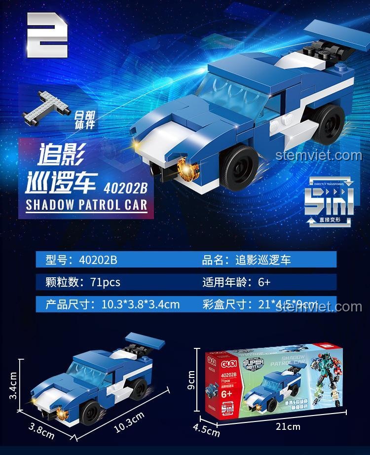 Chi tiết bộ lắp ráp GUDI 40202B Xe Tuần Tra Bóng Đêm.