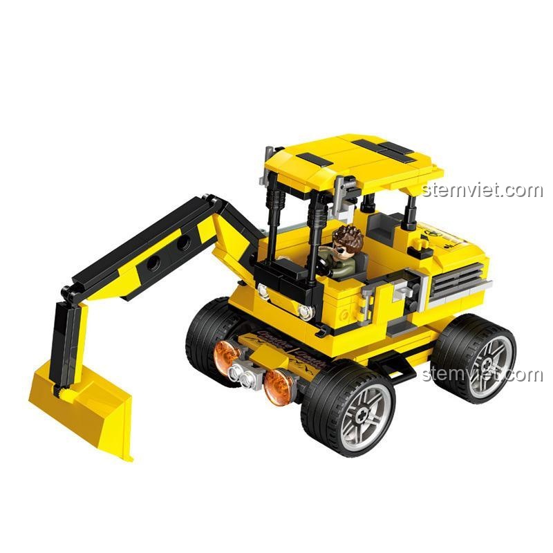 Poster giới thiệu bộ lắp ráp Xe Jeep địa hình GUDI 50101 3 trong 1, lắp được xe Jeep, xe đua Buggy và máy xúc.