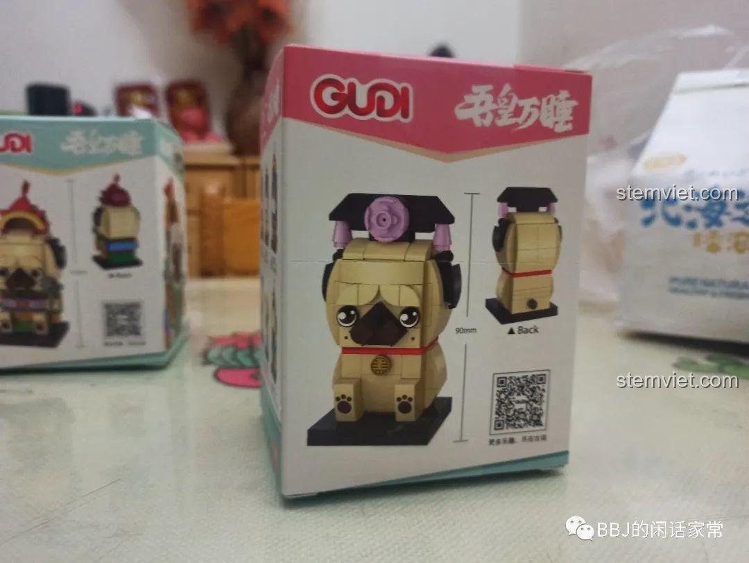 Kích thước mô hình GUDI 52054 Chó Pug Bazhahei Thần Cửa (90mm), giúp mẹ dễ dàng hình dung sản phẩm.