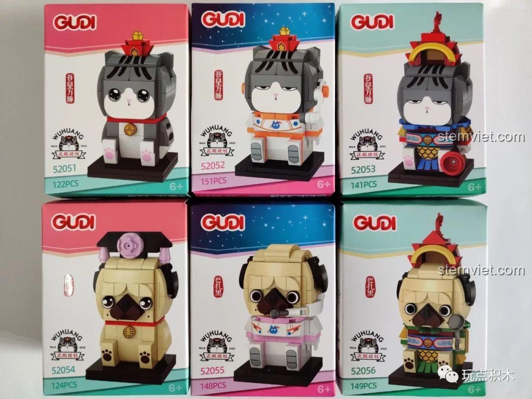 Toàn bộ 6 mô hình đáng yêu trong series Ngự Hoàng Vạn Tuế GUDI, bao gồm Phi hành gia Ba Trát Hắc, phù hợp cho bé trai và bé gái 6 tuổi.