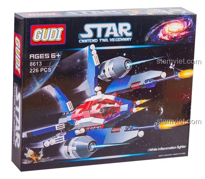 Hộp đồ chơi lắp ráp GUDI 8613 Chiến Cơ Bạch Viêm, bộ xếp hình phi thuyền chiến đấu cho bé trai 6 tuổi, giá rẻ.