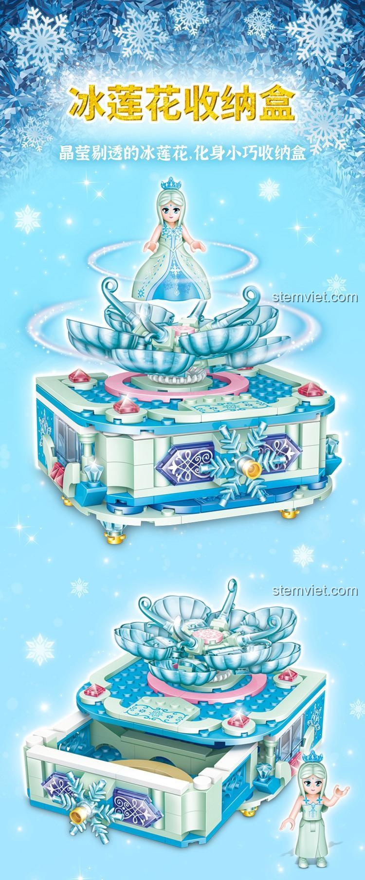 Mô hình Hộp Đựng Băng Liên Hoa GUDI 9044 với tính năng mở/đóng, đồ chơi lắp ráp Hộp Đựng Trang Sức Công Chúa Băng, món quà đáng tiền.