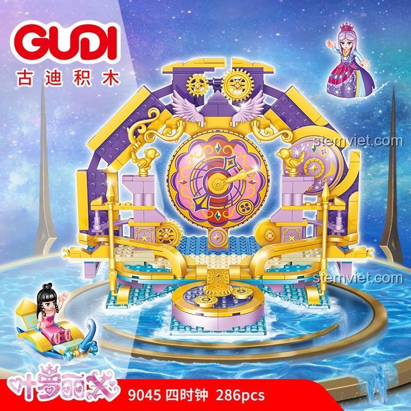 hộp đồ chơi lắp ráp GUDI 9045 Đồng hồ Bốn Mùa Ye Luoli, bộ xếp hình Lâu đài thời gian Ye Luoli cho bé gái, chất lượng cao