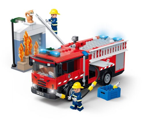 Bộ lắp ráp xe cứu hỏa khẩn cấp GUDI 9222 cho bé trai 6 tuổi, giá rẻ.