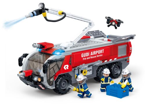 Bộ lắp ráp Xe Cứu Hỏa Sân Bay GUDI 9225 với 520 mảnh, đồ chơi mô hình cho bé trai 6 tuổi, giá rẻ.
