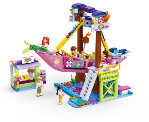 Bộ lắp ráp Tàu lượn Nàng Tiên Cá GUDI 9613 cho bé gái 6 tuổi, chủ đề công viên giải trí vui nhộn.