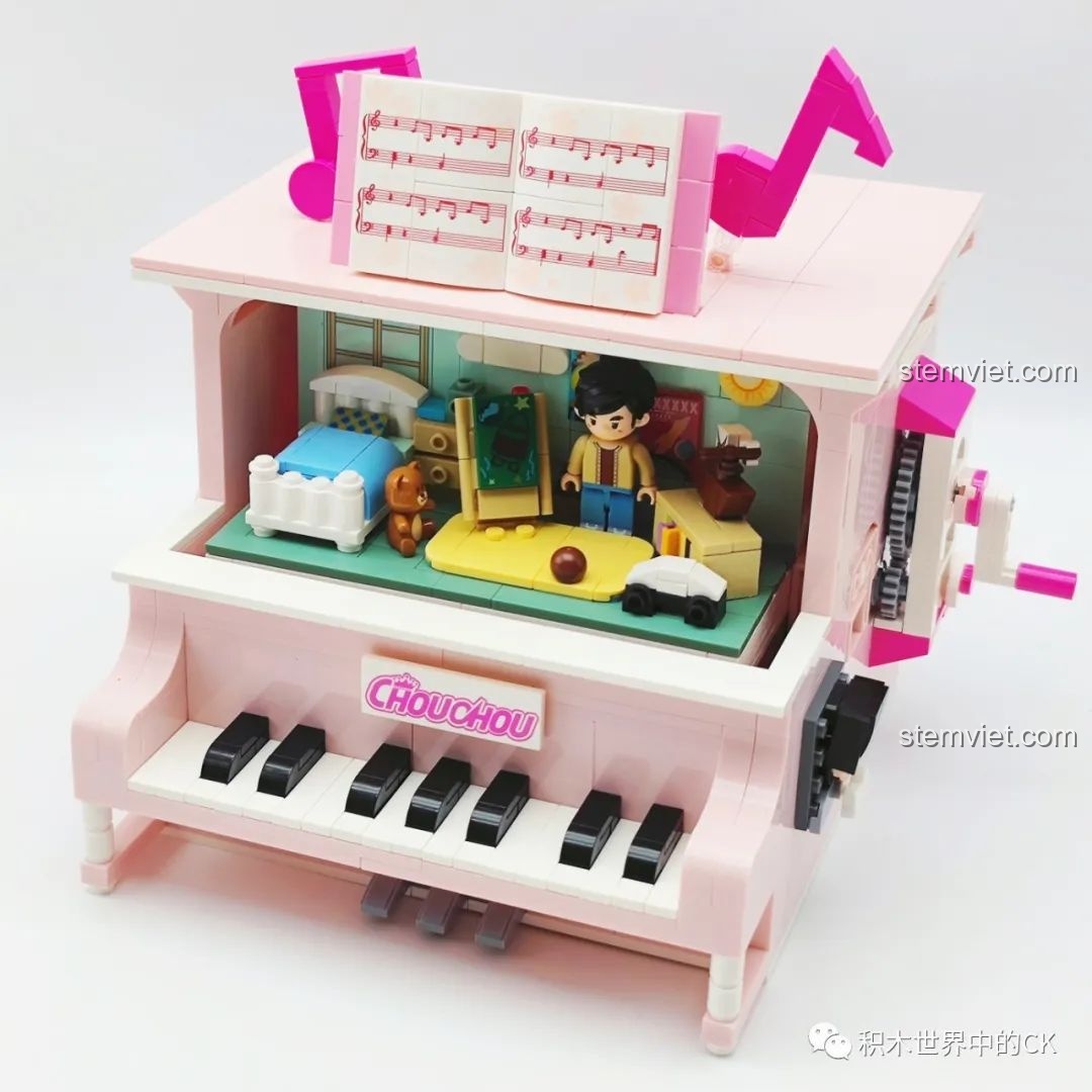 Hoàn thiện phần mái và giá để bản nhạc của mô hình đàn piano Keeppley DZ0155.