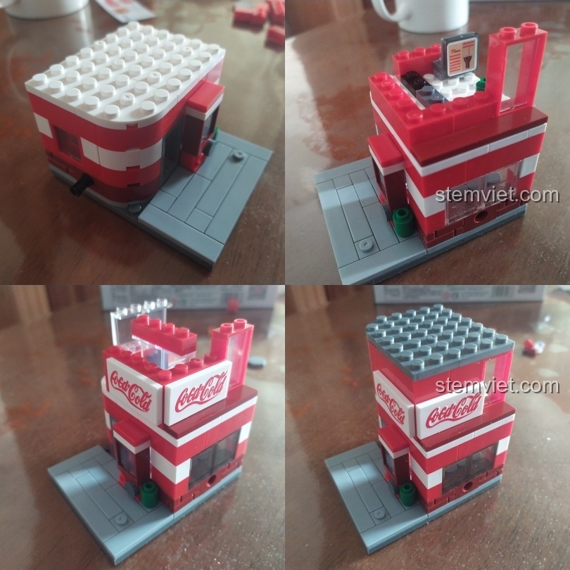 Quá trình hoàn thiện tầng một và xây dựng tầng hai của mô hình Cửa hàng nước ngọt Coca-Cola SD6024.