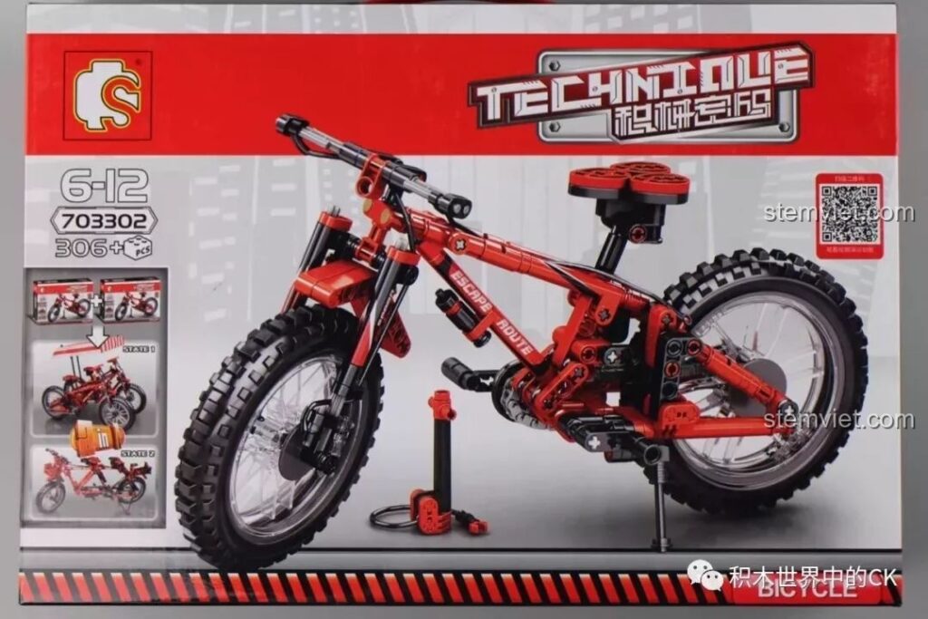 Mặt trước vỏ hộp bộ đồ chơi lắp ghép Xe Đạp Địa Hình Sembo 703302, thể hiện hình ảnh mô hình Technic hoàn chỉnh.