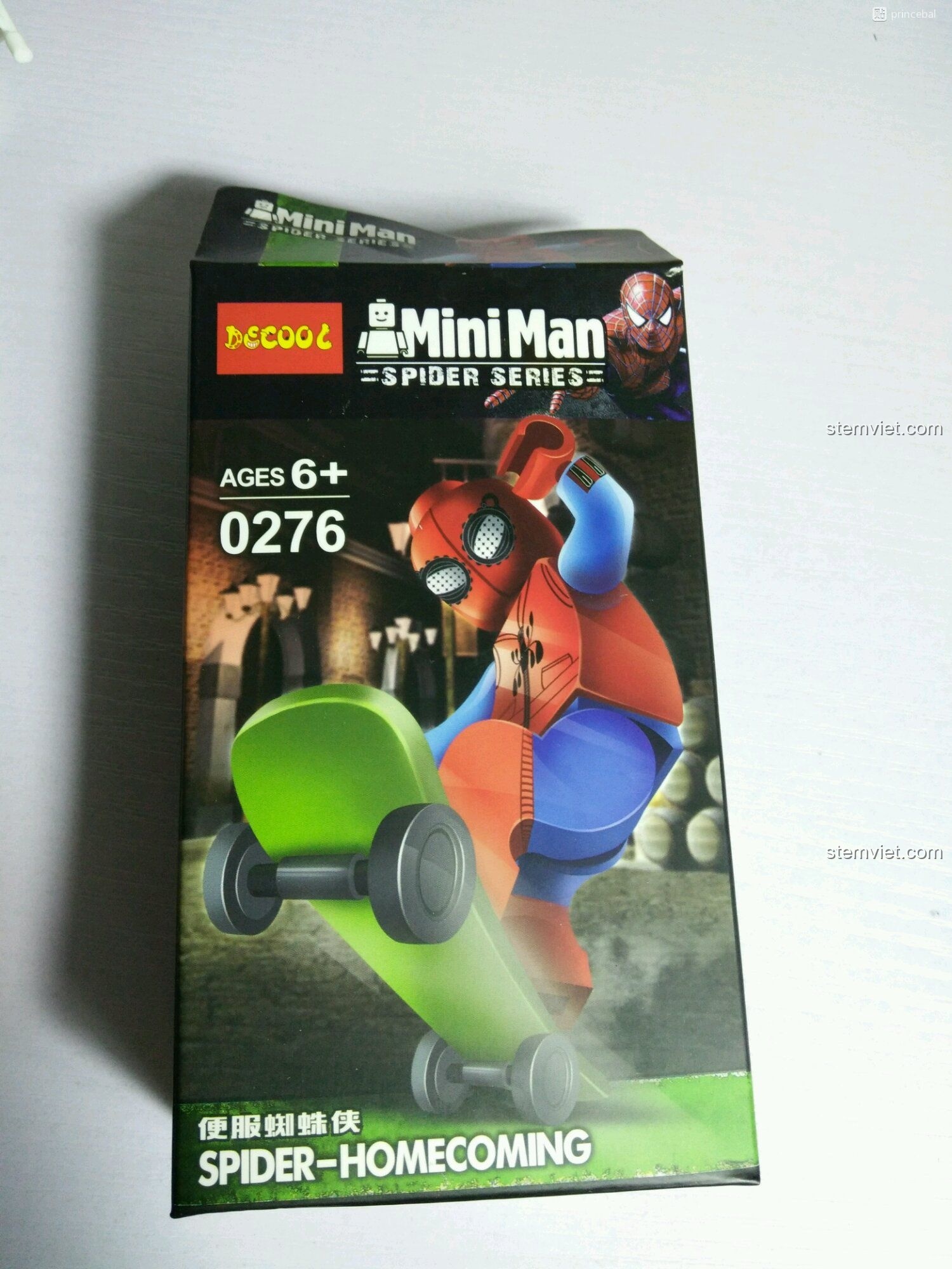 Hộp của minifigure Spider-Man Homecoming Decool 0276. Review bộ đồ chơi lắp ráp theo phim Marvel.