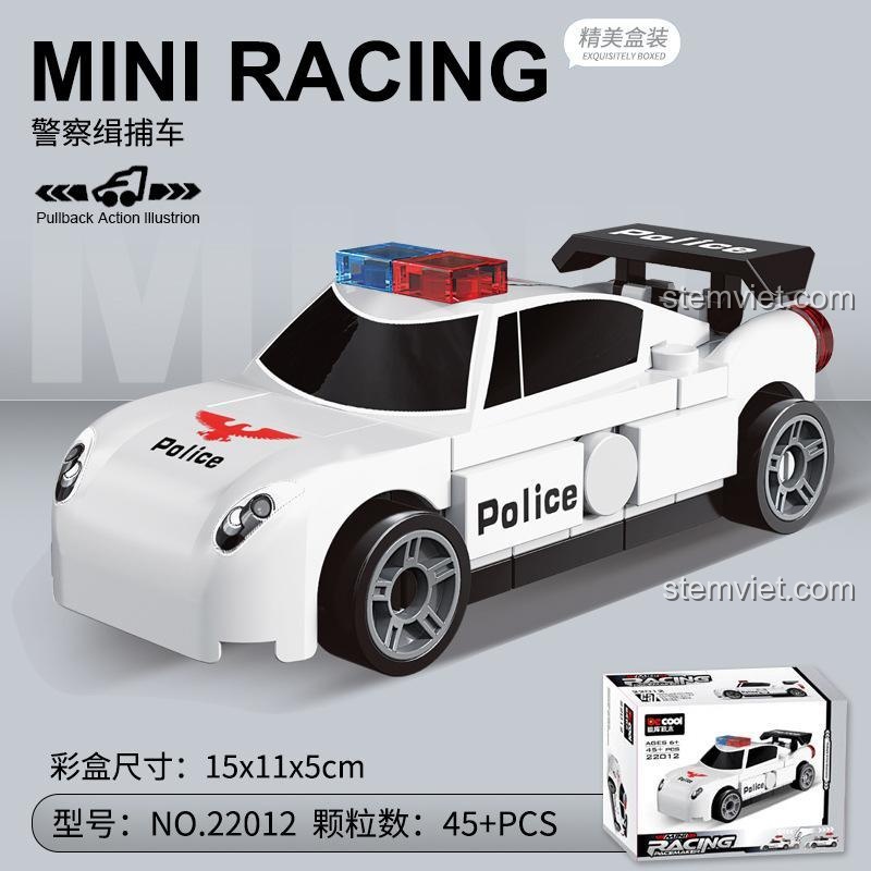 Toàn bộ sưu tập đồ chơi lắp ráp xe đua mini DECOOL Pacemaker, bao gồm xe cảnh sát 22012.