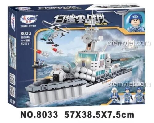 Hộp đồ chơi mô hình Winner 8033 Tàu khu trục hải quân, quà tặng sinh nhật cho bé trai