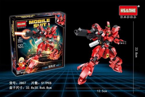 Bộ đồ chơi lắp ráp HSANHE 2807 Mô hình Gundam Sazabi với 517 mảnh ghép, mô hình robot chiến đấu màu đỏ đen mạnh mẽ, phù hợp bé trai 6 tuổi, giá tốt.
