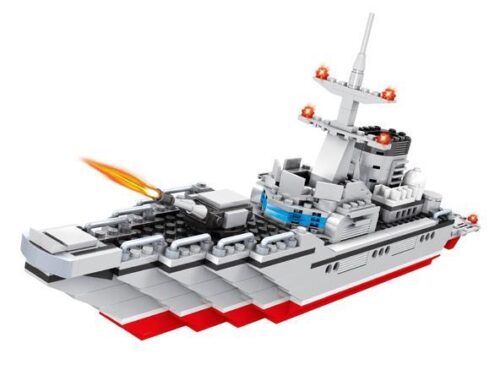 Tàu Khu Trục Tên Lửa HSANHE 6447, bộ đồ chơi tàu chiến quân sự, mô hình tàu chiến, đồ chơi lắp ghép cho bé trai 6 tuổi, có chi tiết bắn đạn nhựa, kích thước mô hình 41.3x8x17cm, 468 mảnh ghép, giá tốt