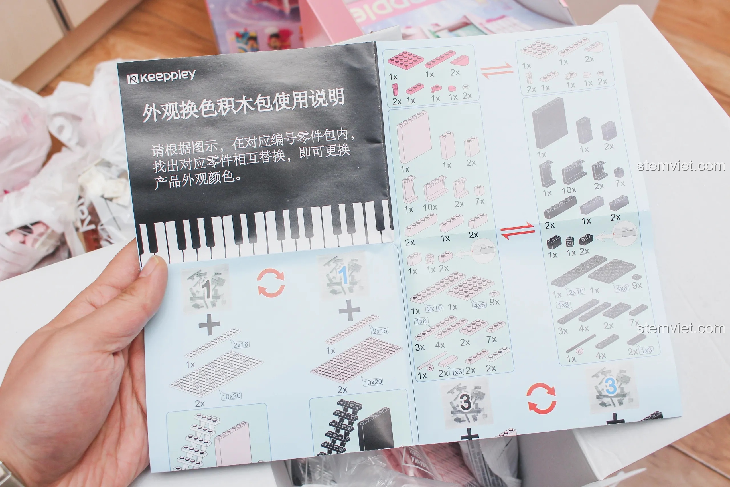 Hướng dẫn sử dụng bộ kit thay đổi màu sắc ngoại hình cho mô hình đàn piano Keeppley DZ0155.