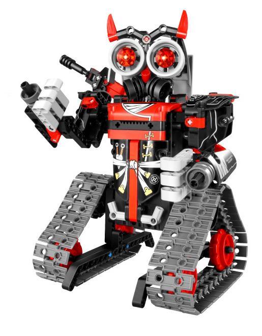 Mô hình đồ chơi mô hình IM.Master 8030 sau khi lắp ráp, một robot chiến binh bánh xích màu đen đỏ, phù hợp cho con trai 6 tuổi.