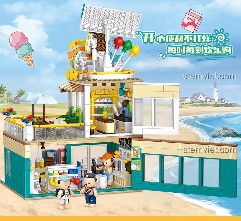 Hộp đồ chơi mô hình Inbrixx 881102 Cửa hàng tiện lợi Teddy, chất lượng cao, món quà ý nghĩa cho bé.