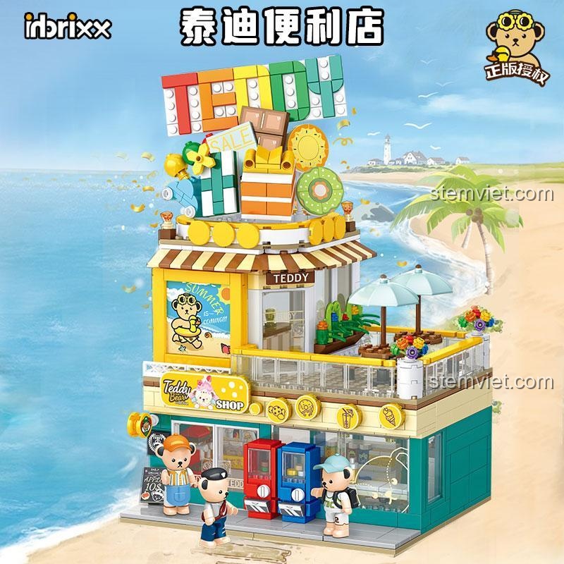 Đồ chơi xây dựng Cửa hàng Teddy Bear Inbrixx 881102, có các minifigure gấu Teddy đáng yêu, mang lại trải nghiệm chơi sáng tạo cho bé.