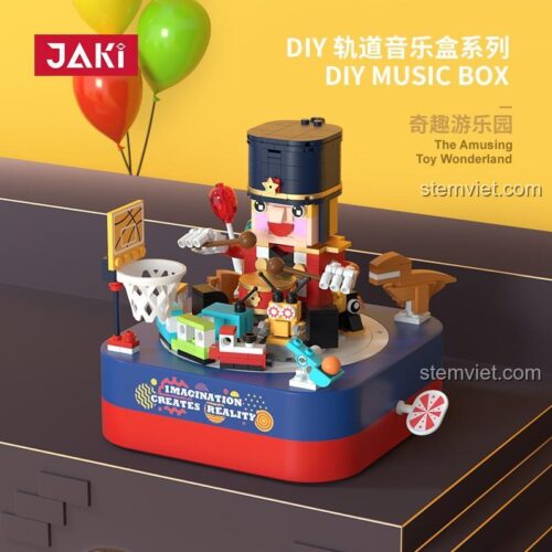 đồ chơi lắp ráp JK1362, đồ chơi mô hình Hộp nhạc DIY, mô hình công viên giải trí, có âm thanh, cho bé 8+ tuổi
