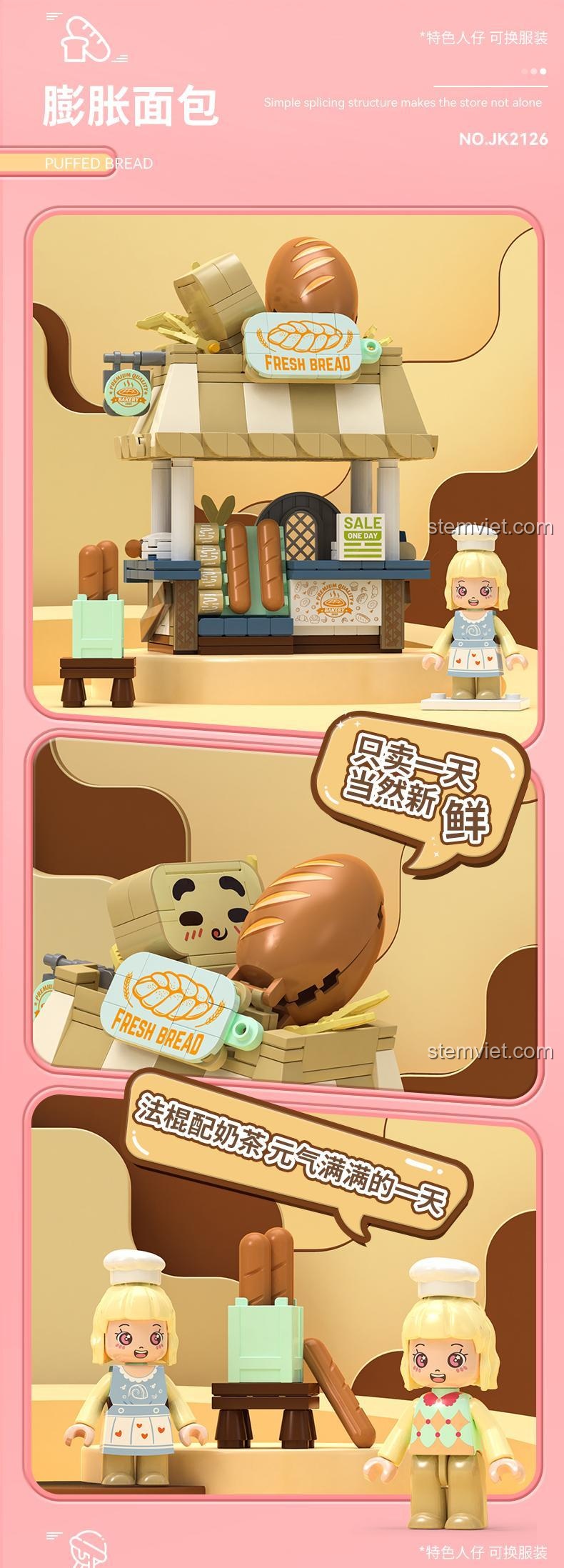 Mô hình bộ lắp ghép JAKI JK2125 Cửa Hàng Kem, chi tiết sản phẩm, cho bé gái 6 tuổi